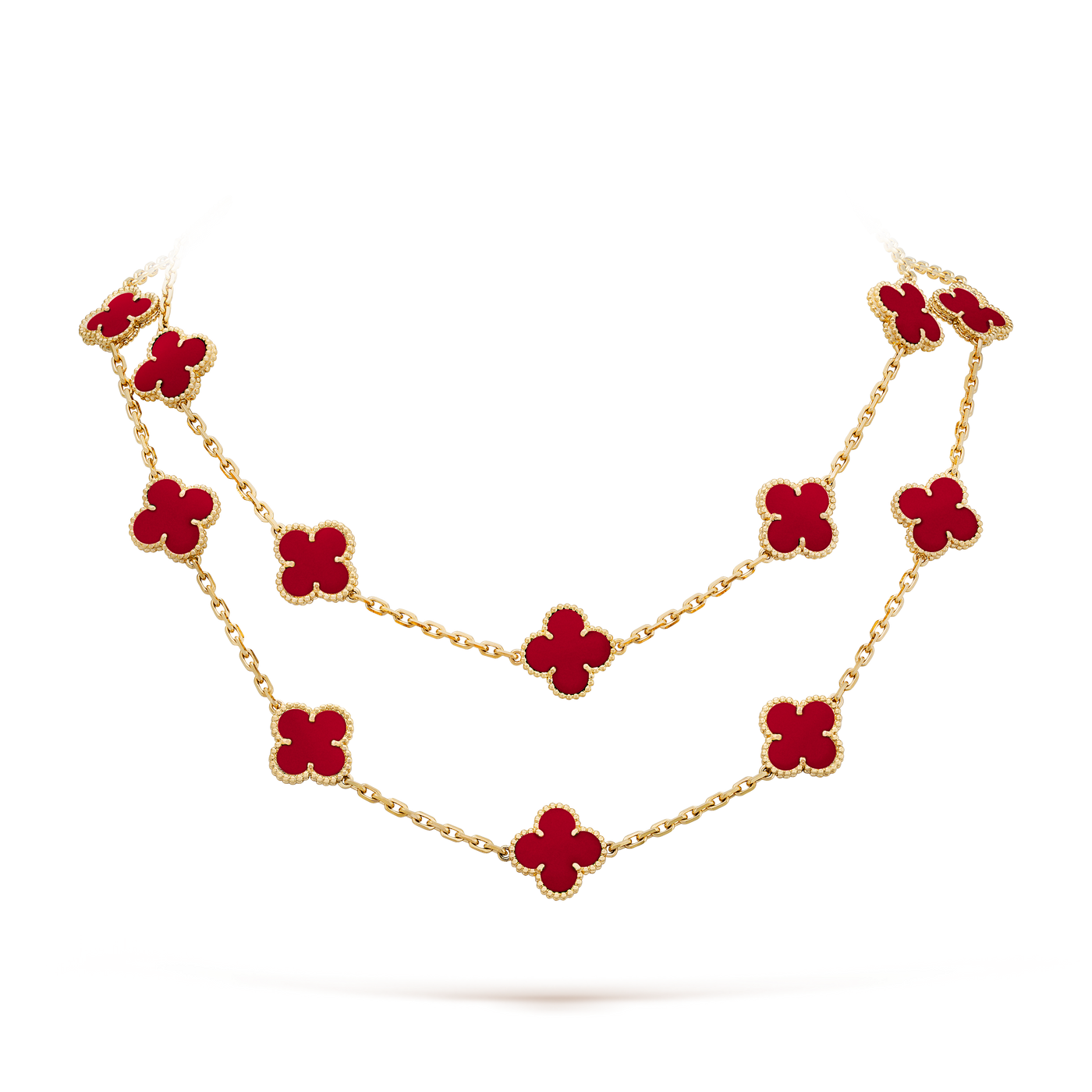 Van Cleef Vintage Alhambra long necklace, 20 motifs Red