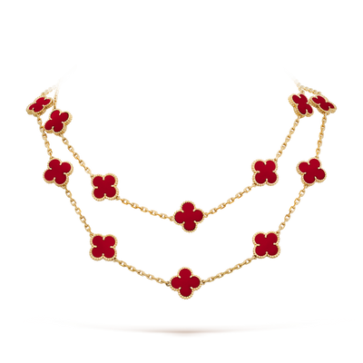 Van Cleef Vintage Alhambra long necklace, 20 motifs Red