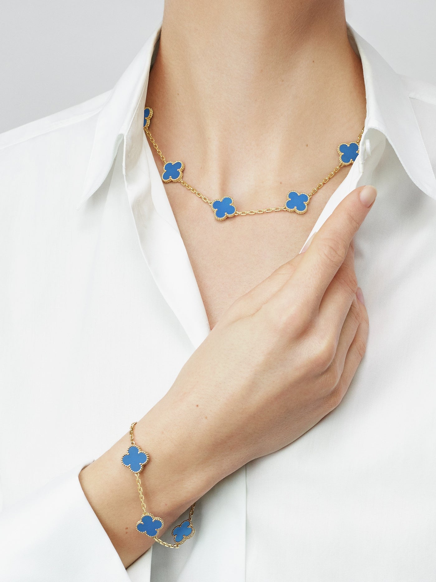 Vintage Alhambra bracelet, 5 motifs Blue