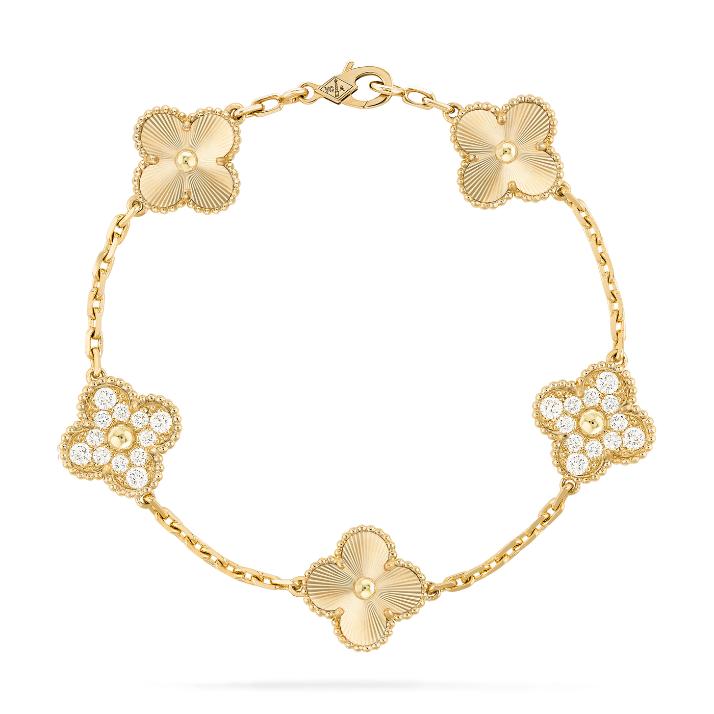 Vintage Alhambra bracelet, 5 motifs Gold & White