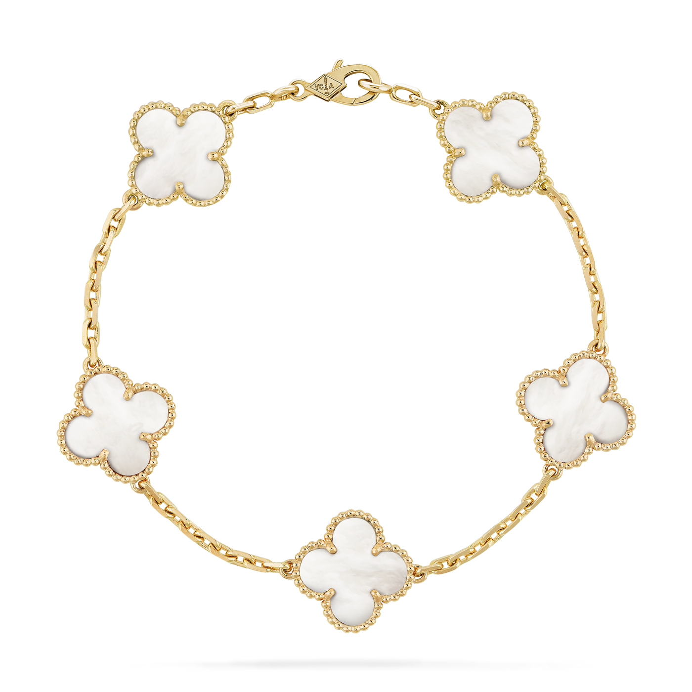 Vintage Alhambra bracelet, 5 motifs White