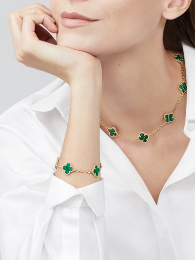 Vintage Alhambra bracelet, 5 motifs Green