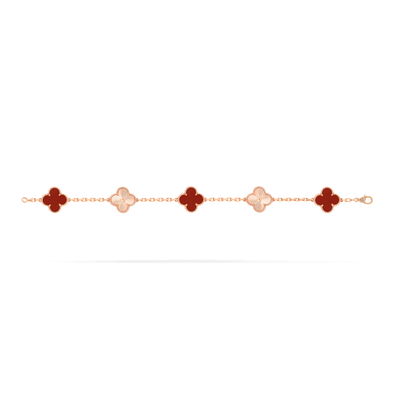 Vintage Alhambra bracelet, 5 motifs Red & Rose Gold