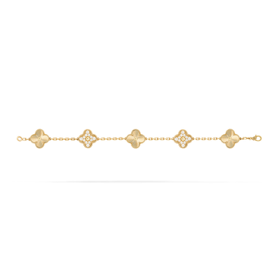 Vintage Alhambra bracelet, 5 motifs Gold & White