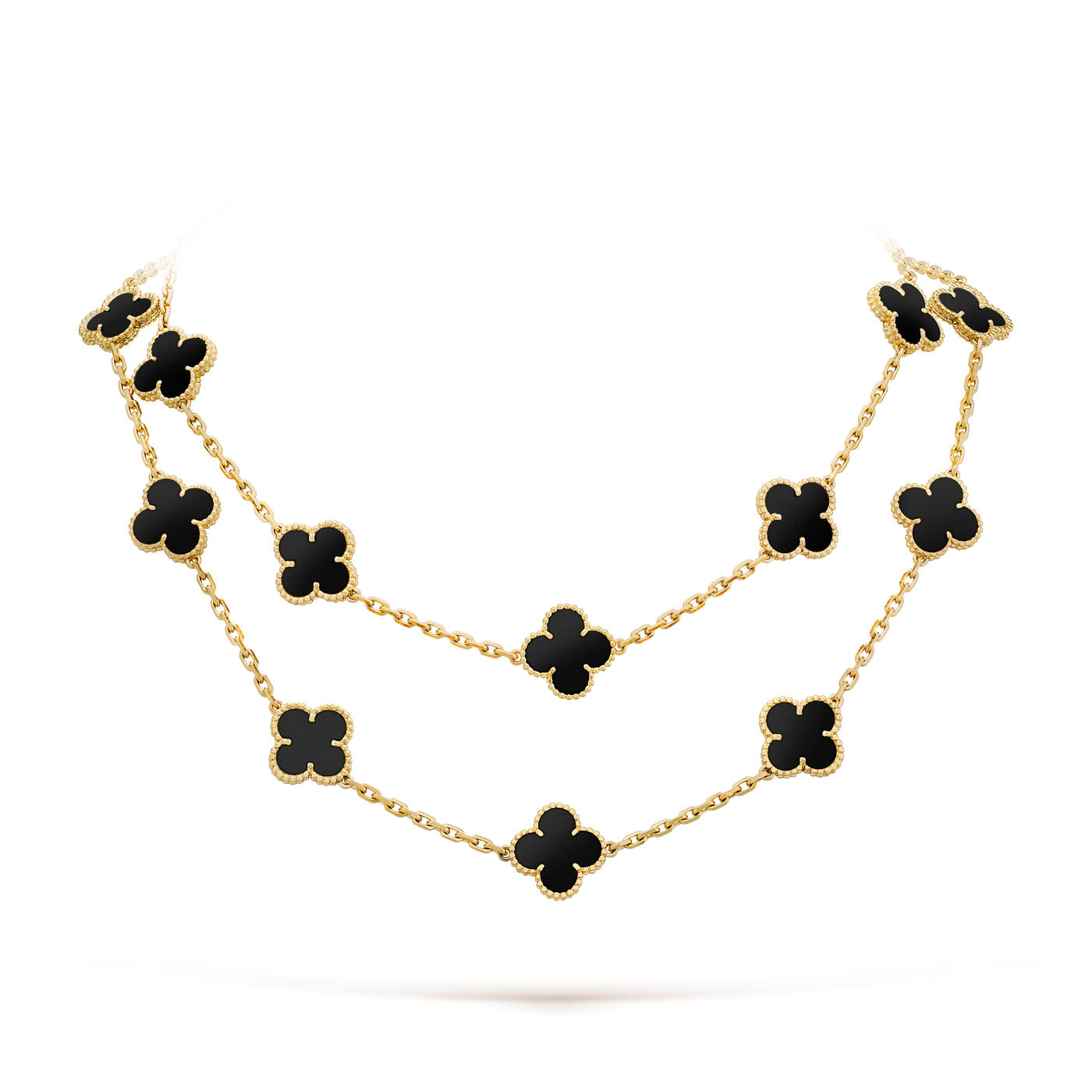 Van Cleef Vintage Alhambra long necklace, 20 motifs Black