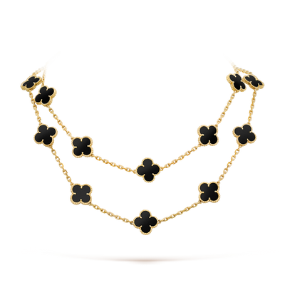 Van Cleef Vintage Alhambra long necklace, 20 motifs Black