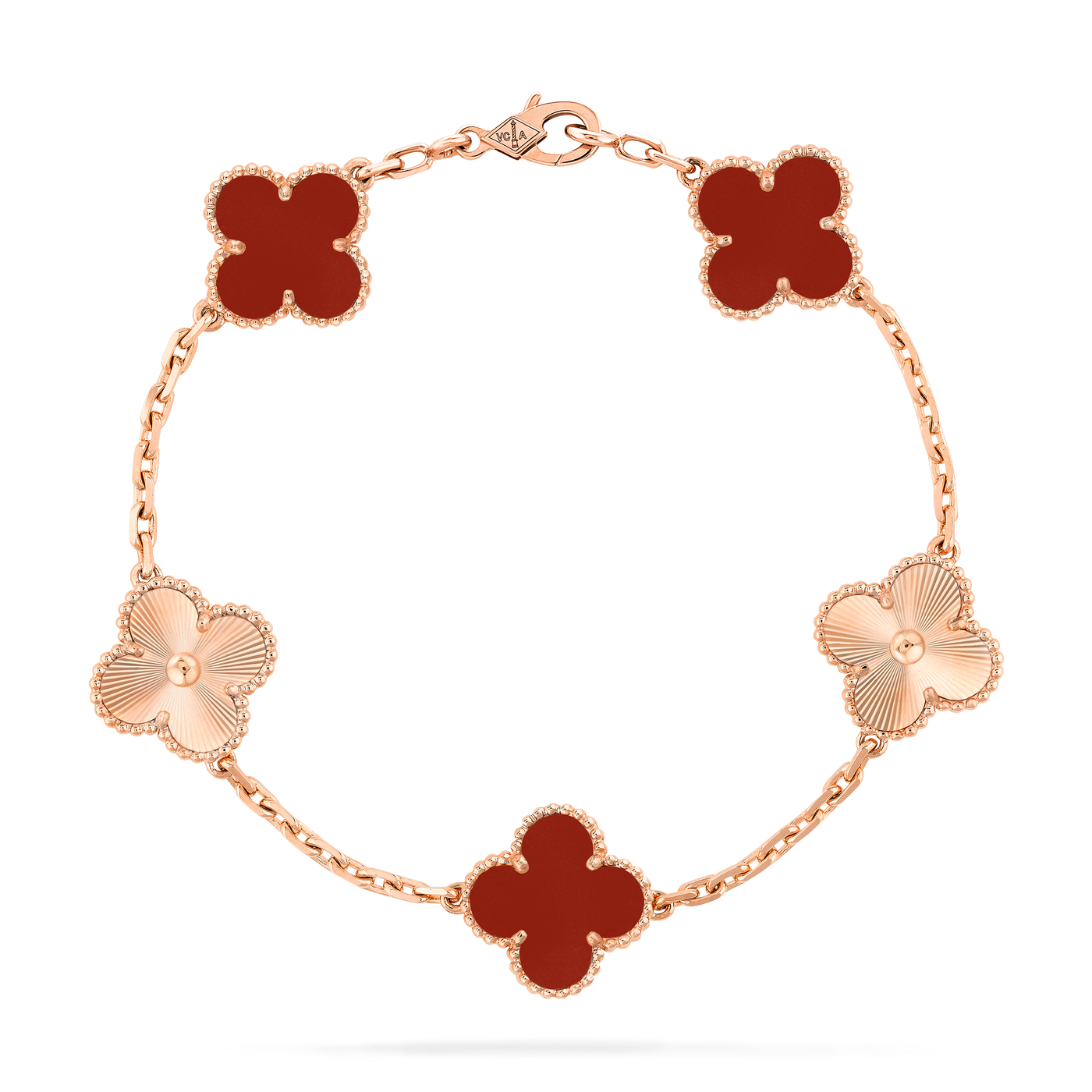 Vintage Alhambra bracelet, 5 motifs Red & Rose Gold