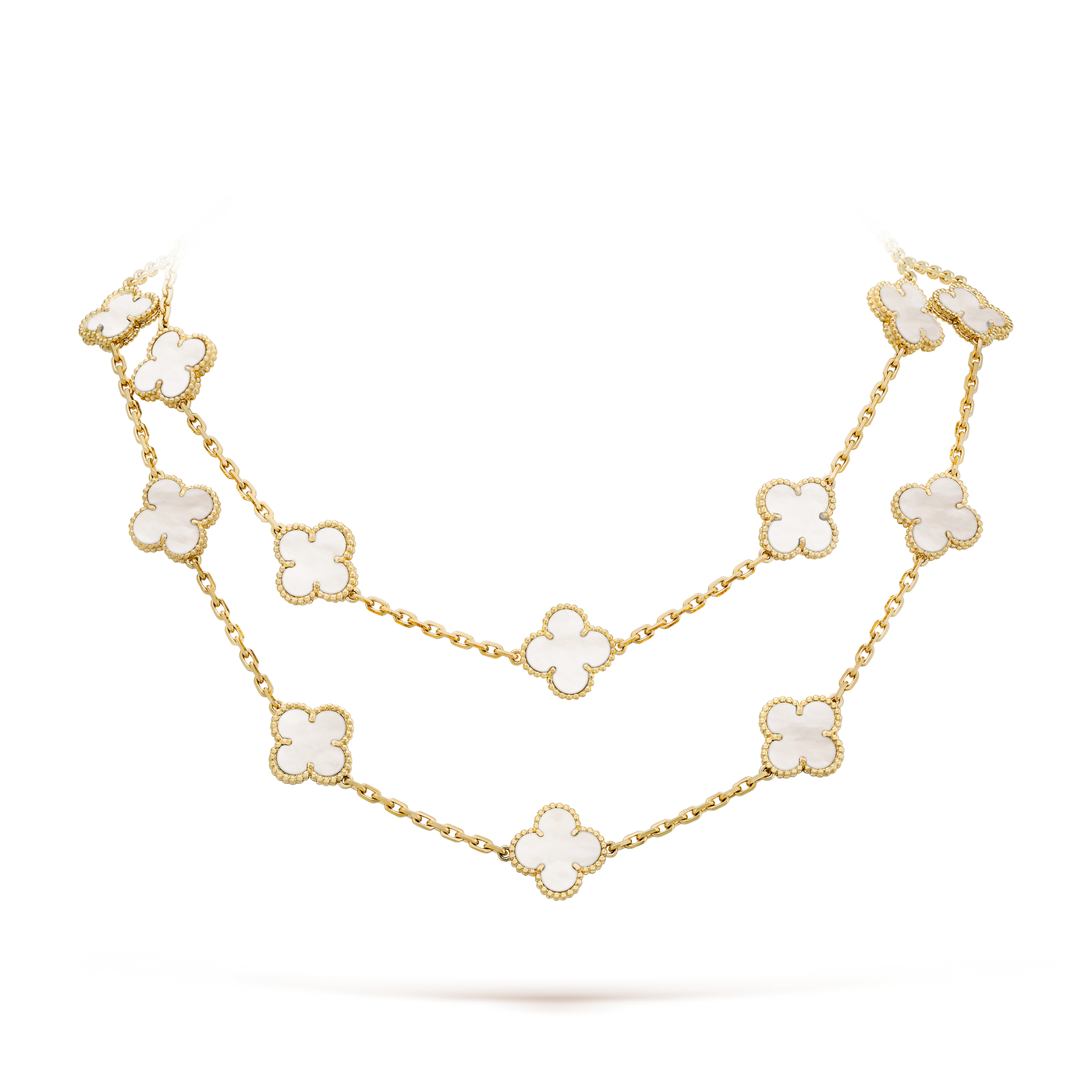 Van Cleef Vintage Alhambra long necklace, 20 motifs White