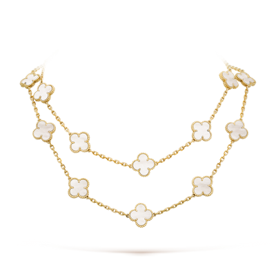 Van Cleef Vintage Alhambra long necklace, 20 motifs White