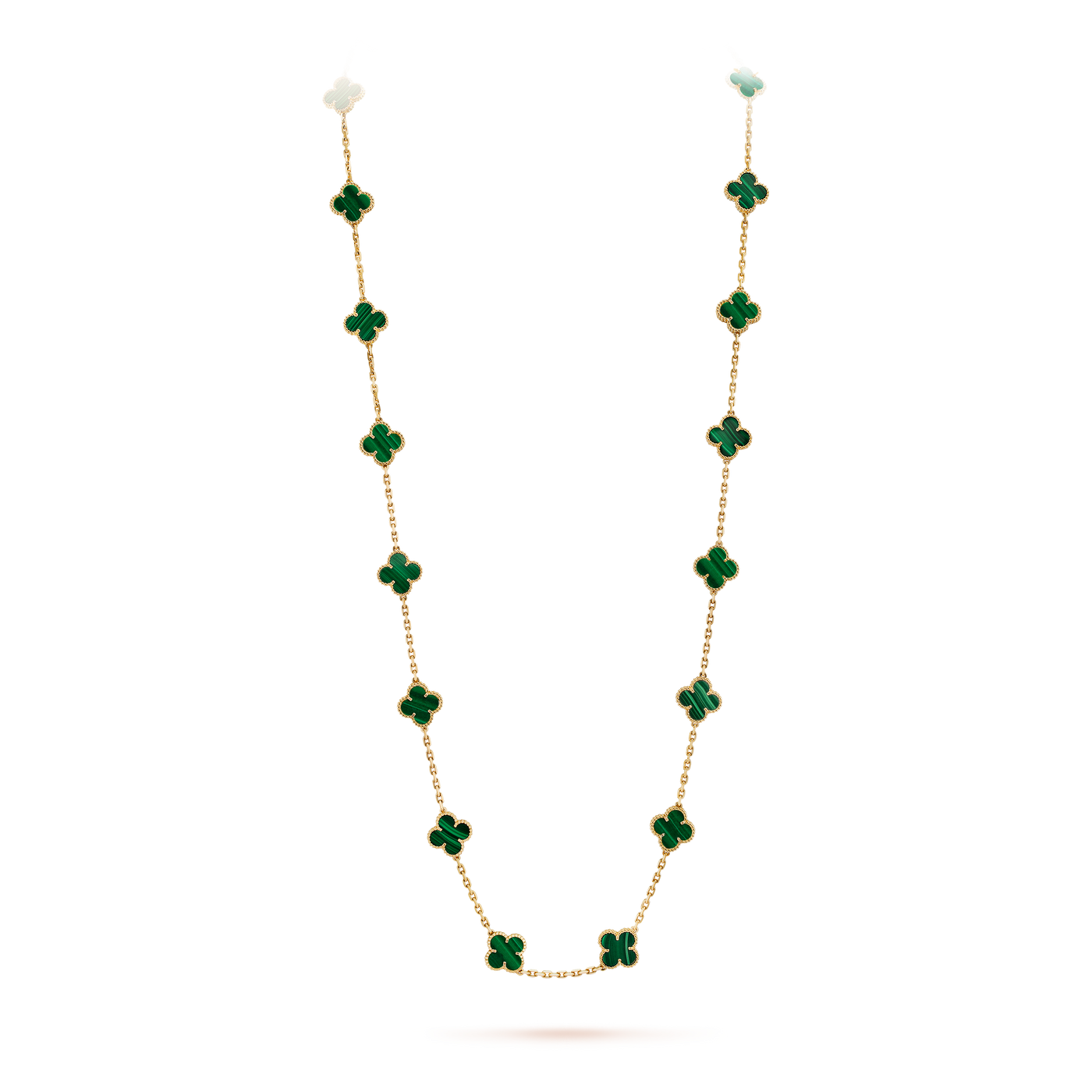 Van Cleef Vintage Alhambra long necklace, 20 motifs Green