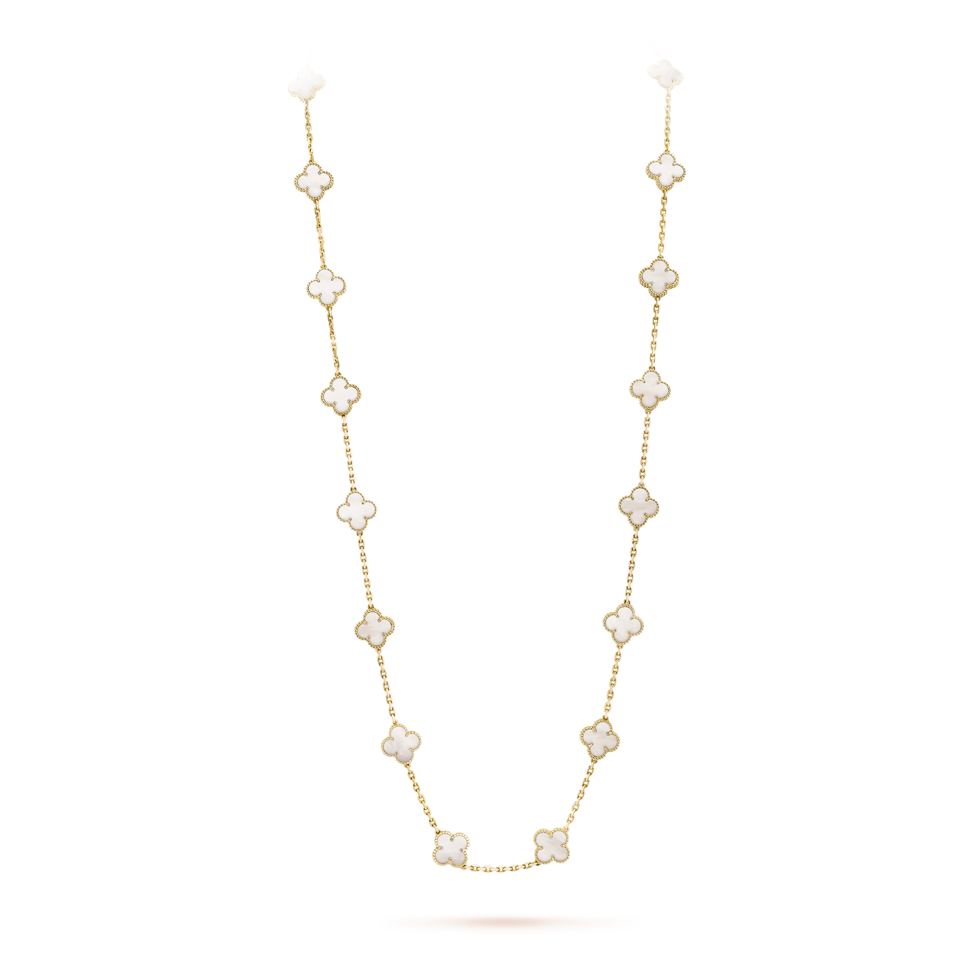 Van Cleef Vintage Alhambra long necklace, 20 motifs White