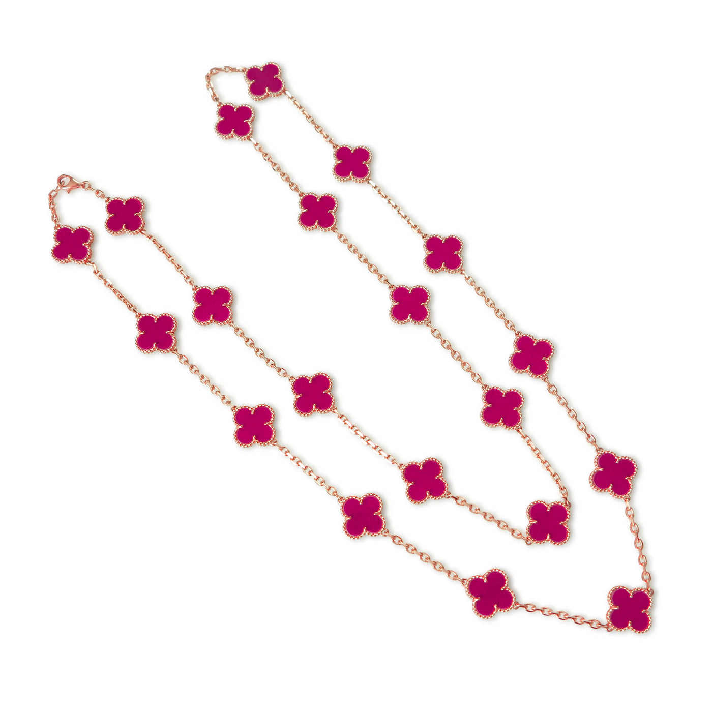 Van Cleef Vintage Alhambra long necklace, 20 motifs Pink