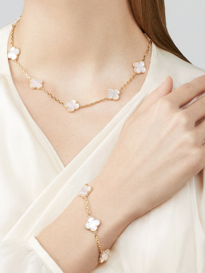 Vintage Alhambra bracelet, 5 motifs White